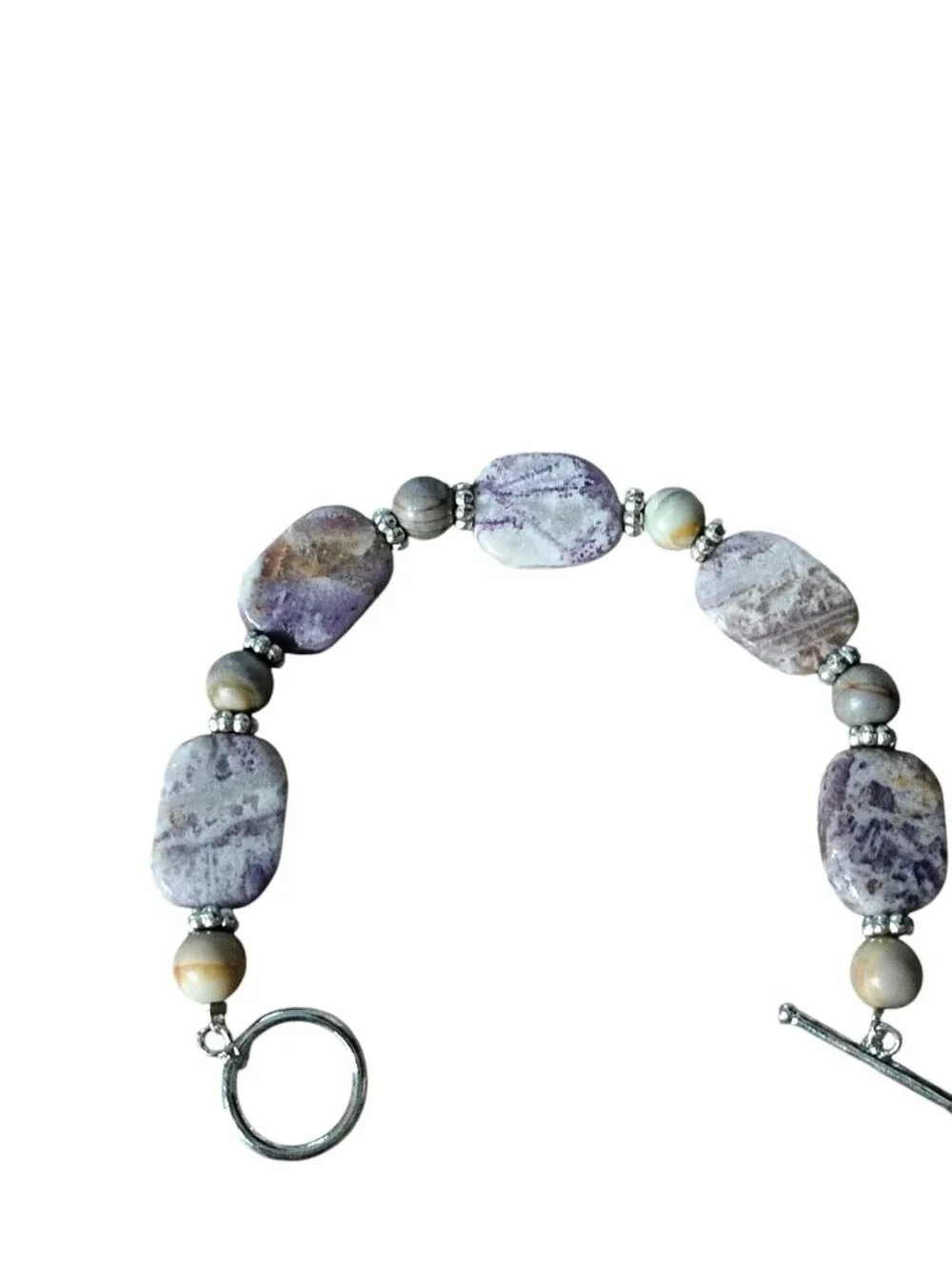 Purple Stone Beaded Bracelet With Toogle Closure